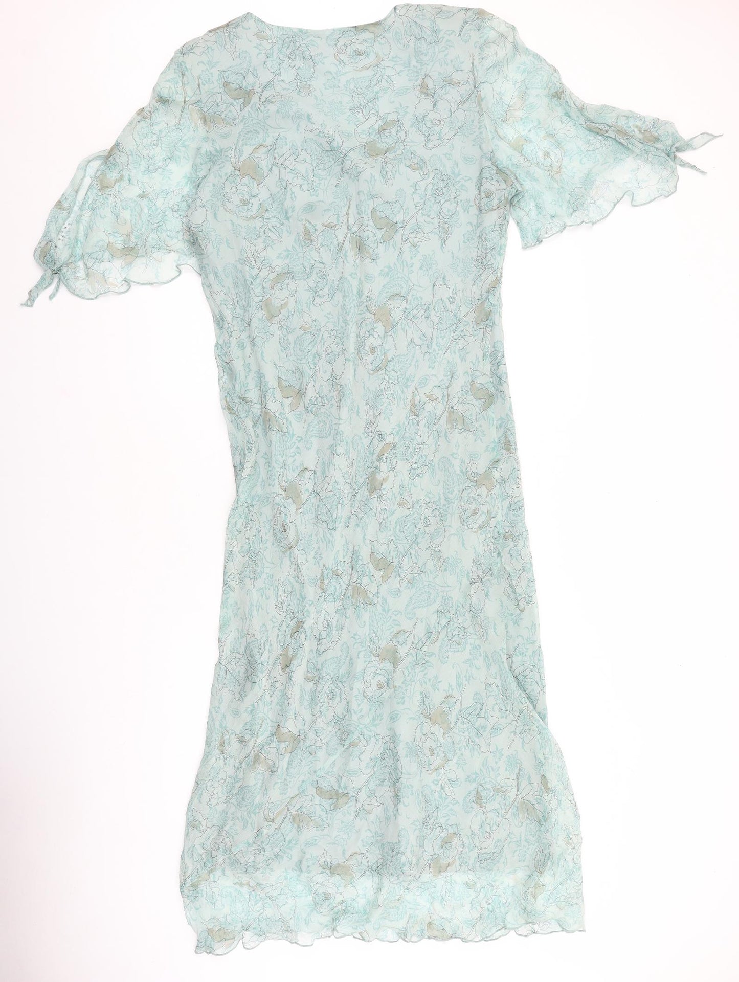 Claudia Stevens Womens Blue Floral Polyester Maxi Size 18 V-Neck Pullover