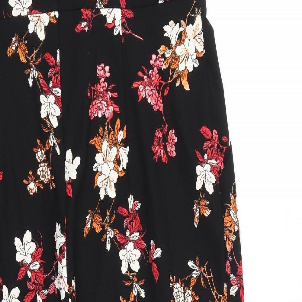 Phase Eight Womens Black Floral Polyester Jumpsuit One-Piece Size 18 L28 in Zip