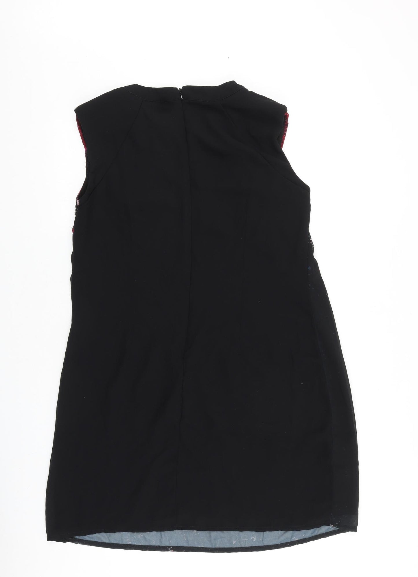 Little Mistress Womens Black Geometric Polyester A-Line Size 16 Round Neck Zip