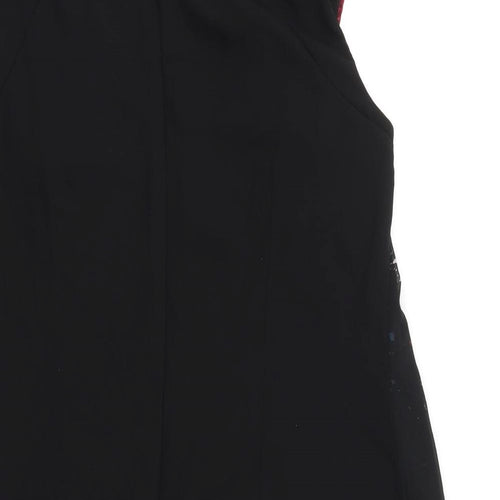 Little Mistress Womens Black Geometric Polyester A-Line Size 16 Round Neck Zip