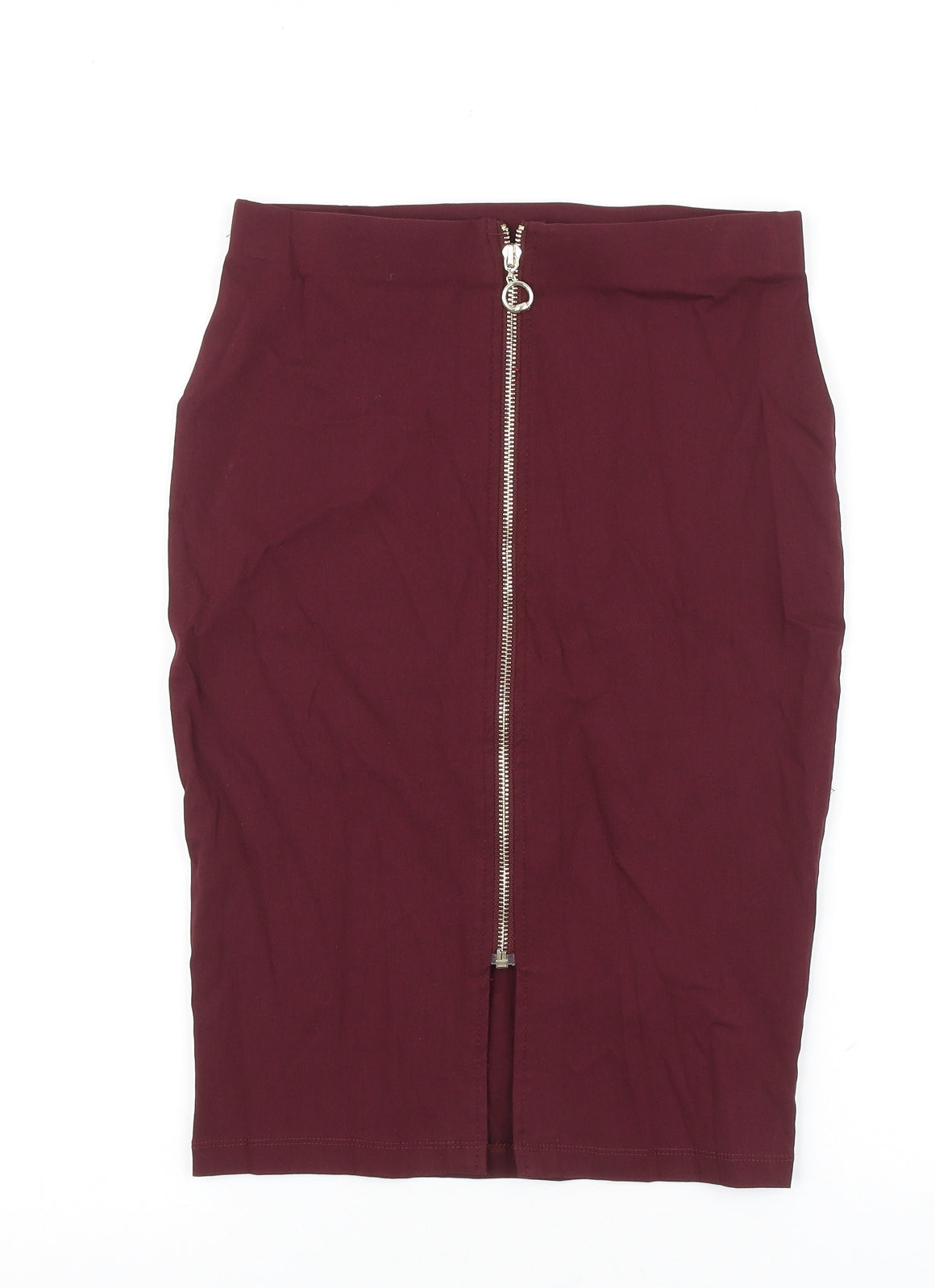 Primark Womens Red Viscose Straight & Pencil Skirt Size 8 Zip