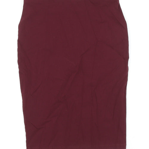 Primark Womens Red Viscose Straight & Pencil Skirt Size 8 Zip