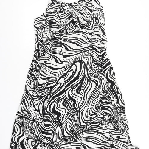 Papaya Womens Black Geometric Viscose Tank Dress Size 18 Scoop Neck Pullover