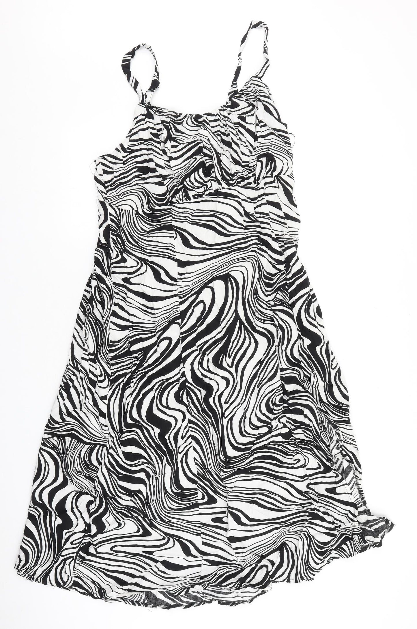 Papaya Womens Black Geometric Viscose Tank Dress Size 18 Scoop Neck Pullover