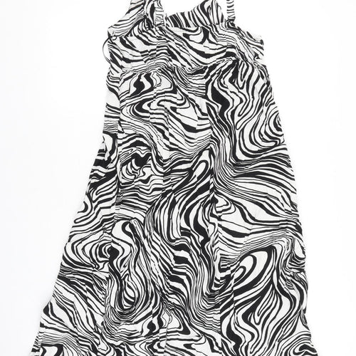 Papaya Womens Black Geometric Viscose Tank Dress Size 18 Scoop Neck Pullover