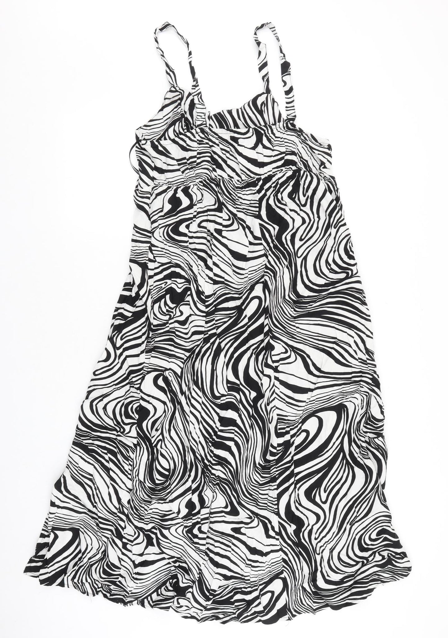 Papaya Womens Black Geometric Viscose Tank Dress Size 18 Scoop Neck Pullover