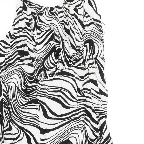 Papaya Womens Black Geometric Viscose Tank Dress Size 18 Scoop Neck Pullover