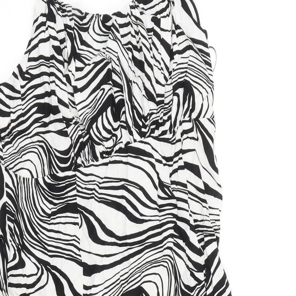 Papaya Womens Black Geometric Viscose Tank Dress Size 18 Scoop Neck Pullover