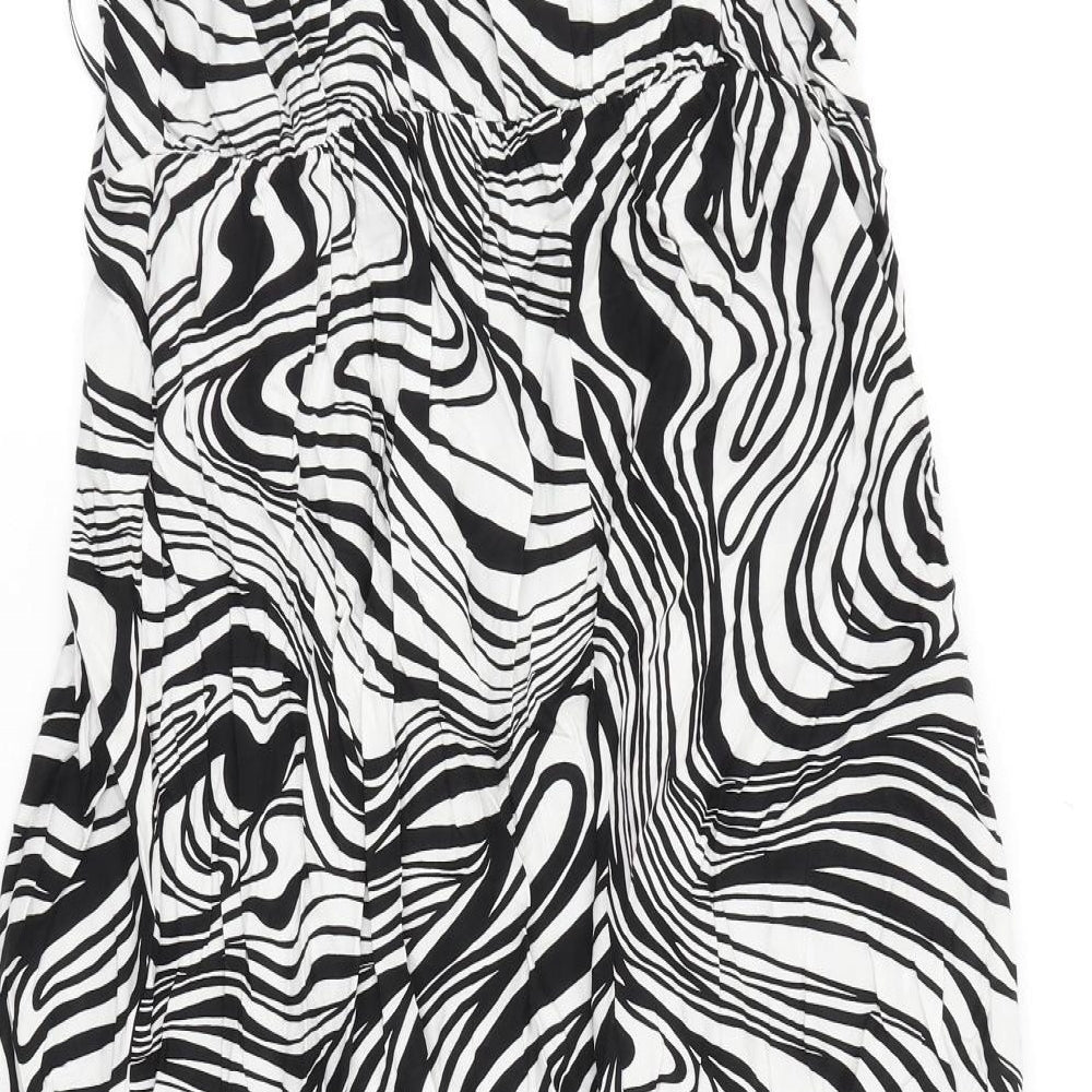 Papaya Womens Black Geometric Viscose Tank Dress Size 18 Scoop Neck Pullover