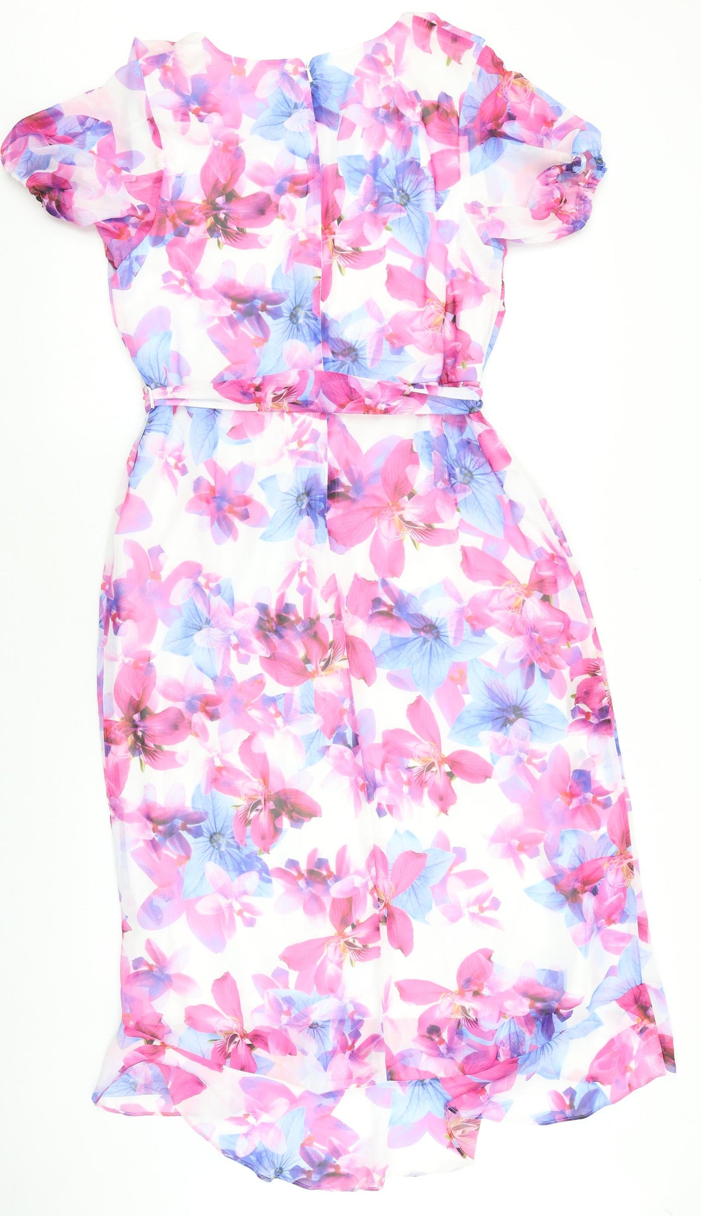 Roman Womens Multicoloured Floral Polyester A-Line Size 16 Scoop Neck Tie