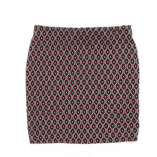 Preworn Womens Red Geometric Polyester Bandage Skirt Size 26