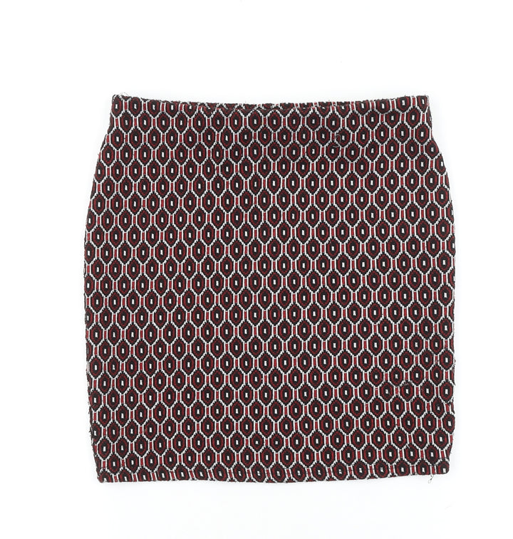 Preworn Womens Red Geometric Polyester Bandage Skirt Size 26