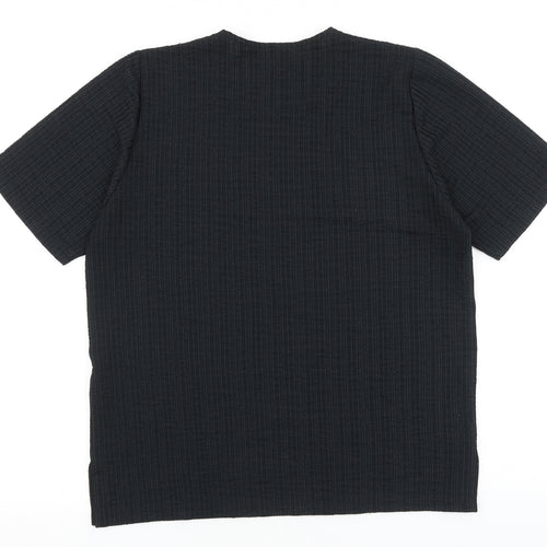 Sol Design Womens Black Polyester Basic T-Shirt Size M Round Neck - Textured