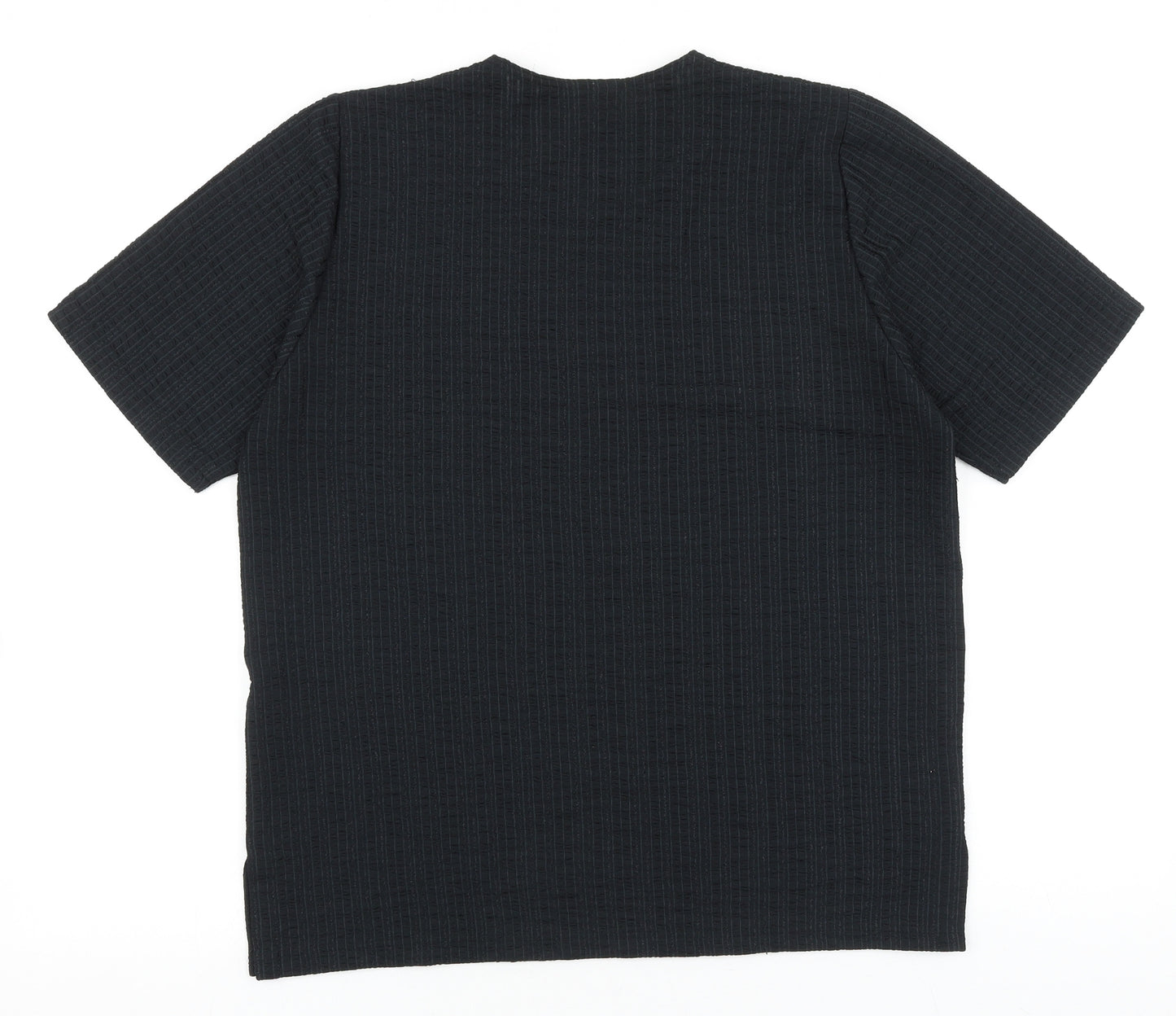 Sol Design Womens Black Polyester Basic T-Shirt Size M Round Neck - Textured