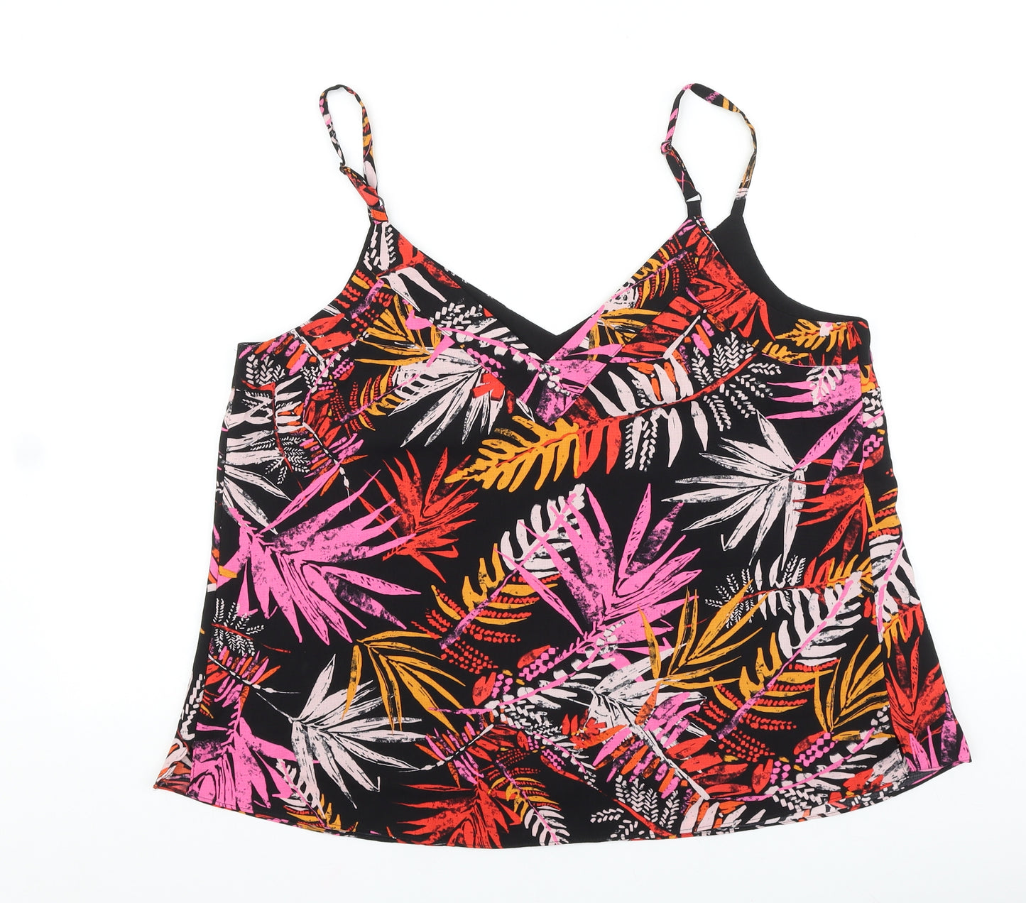 George Womens Black Geometric Polyester Cropped Tank Size 16 V-Neck