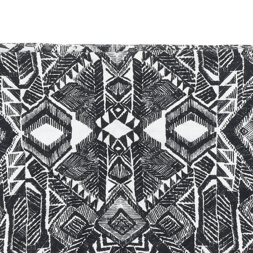 Promod Womens Black Geometric Polyester A-Line Skirt Size 35 in Zip