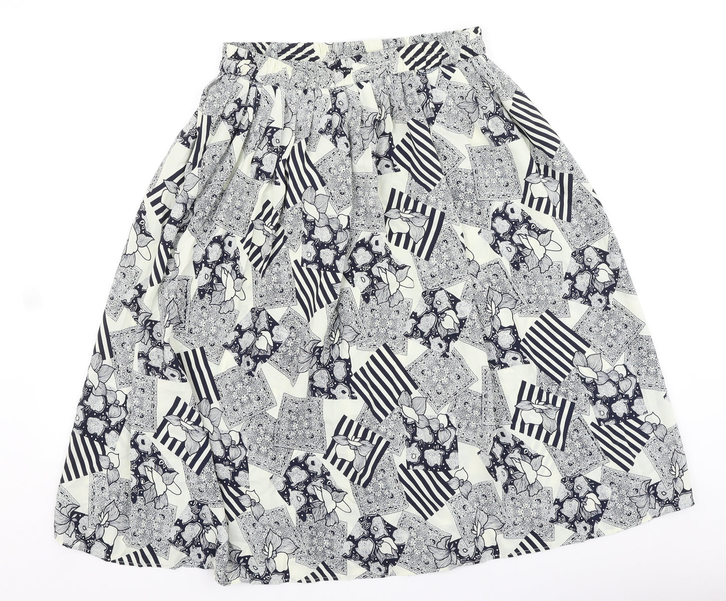 Preworn Womens Blue Geometric Polyester A-Line Skirt Size XL
