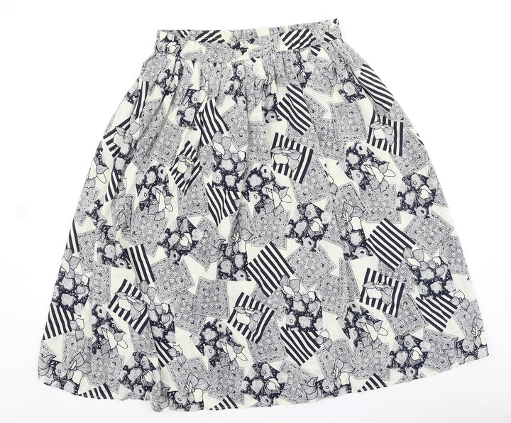 Preworn Womens Blue Geometric Polyester A-Line Skirt Size XL