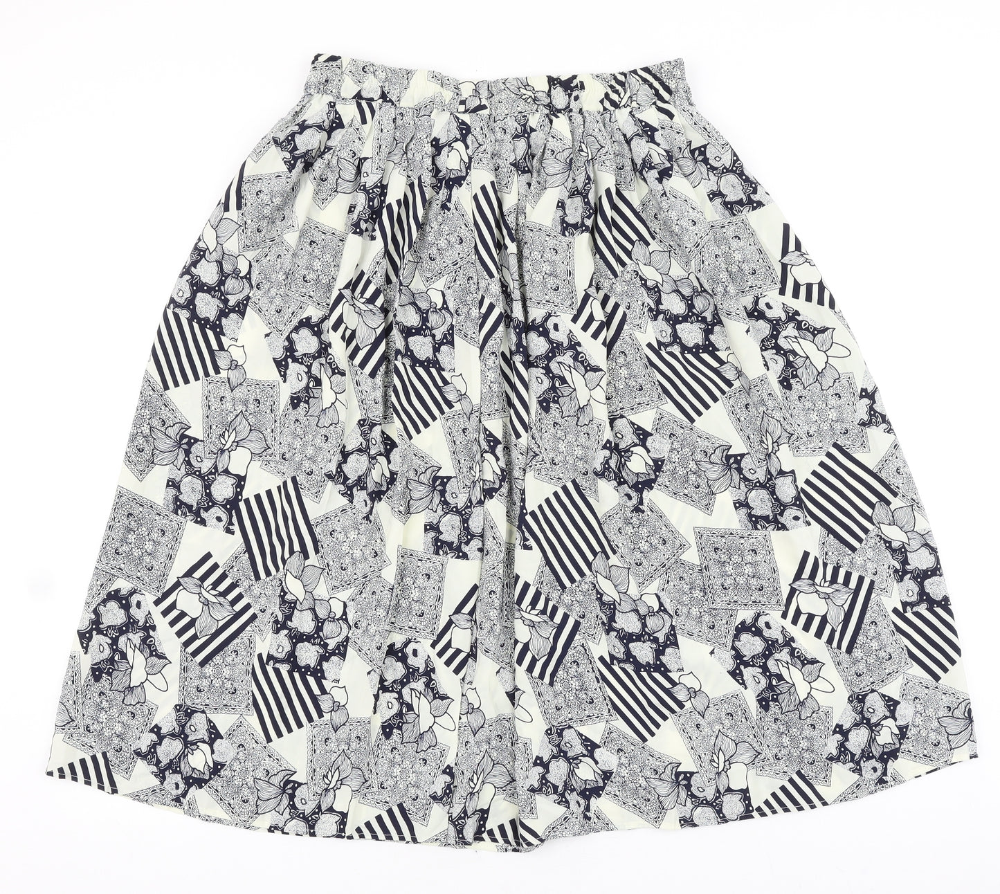 Preworn Womens Blue Geometric Polyester A-Line Skirt Size XL