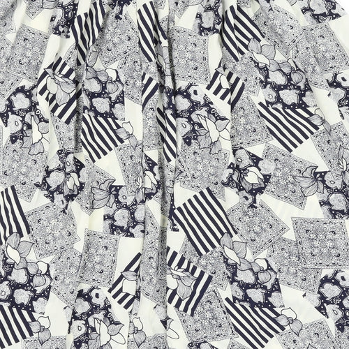 Preworn Womens Blue Geometric Polyester A-Line Skirt Size XL