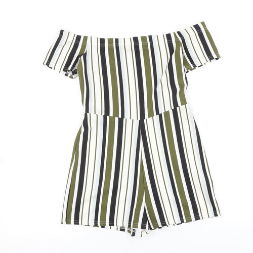 Select Womens Green Striped Polyester Playsuit One-Piece Size 6 Pullover