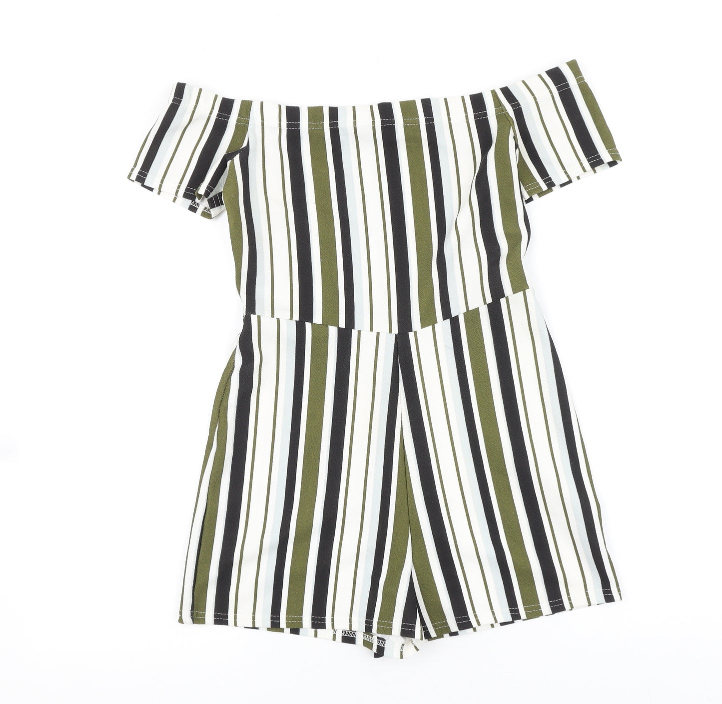 Select Womens Green Striped Polyester Playsuit One-Piece Size 6 Pullover