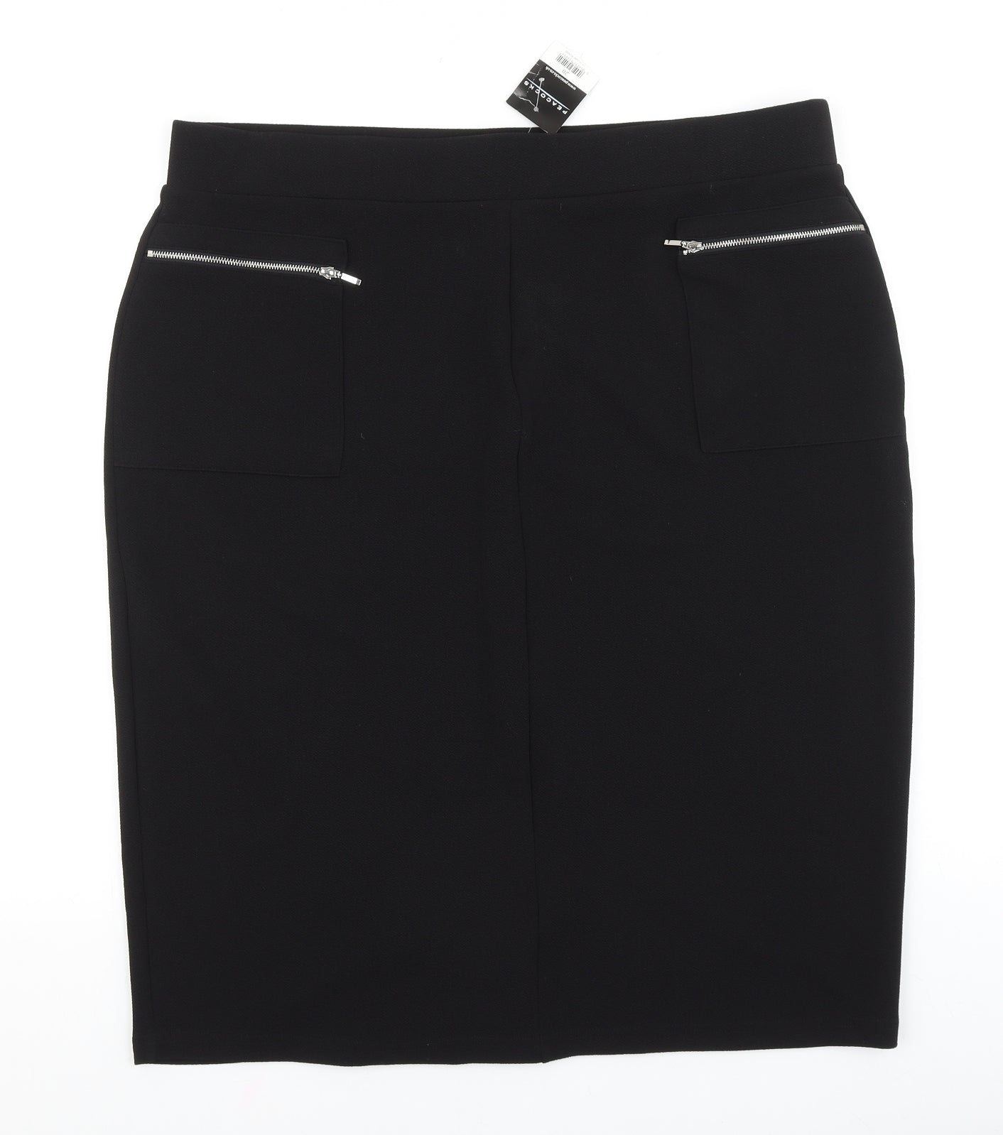 Peacocks Womens Black Polyester Straight & Pencil Skirt Size 20 Zip