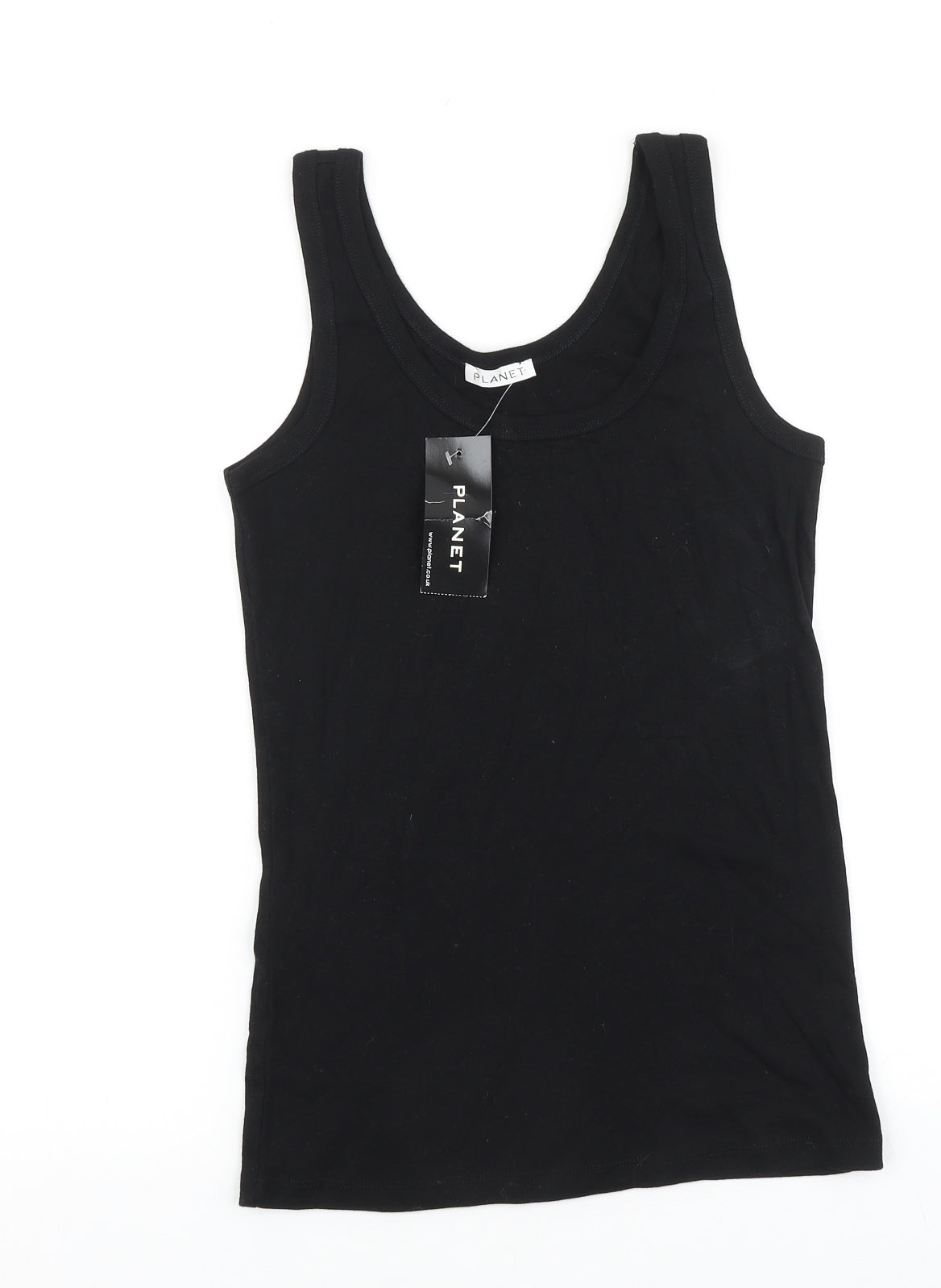 Planet Womens Black 100% Cotton Basic Tank Size S Round Neck