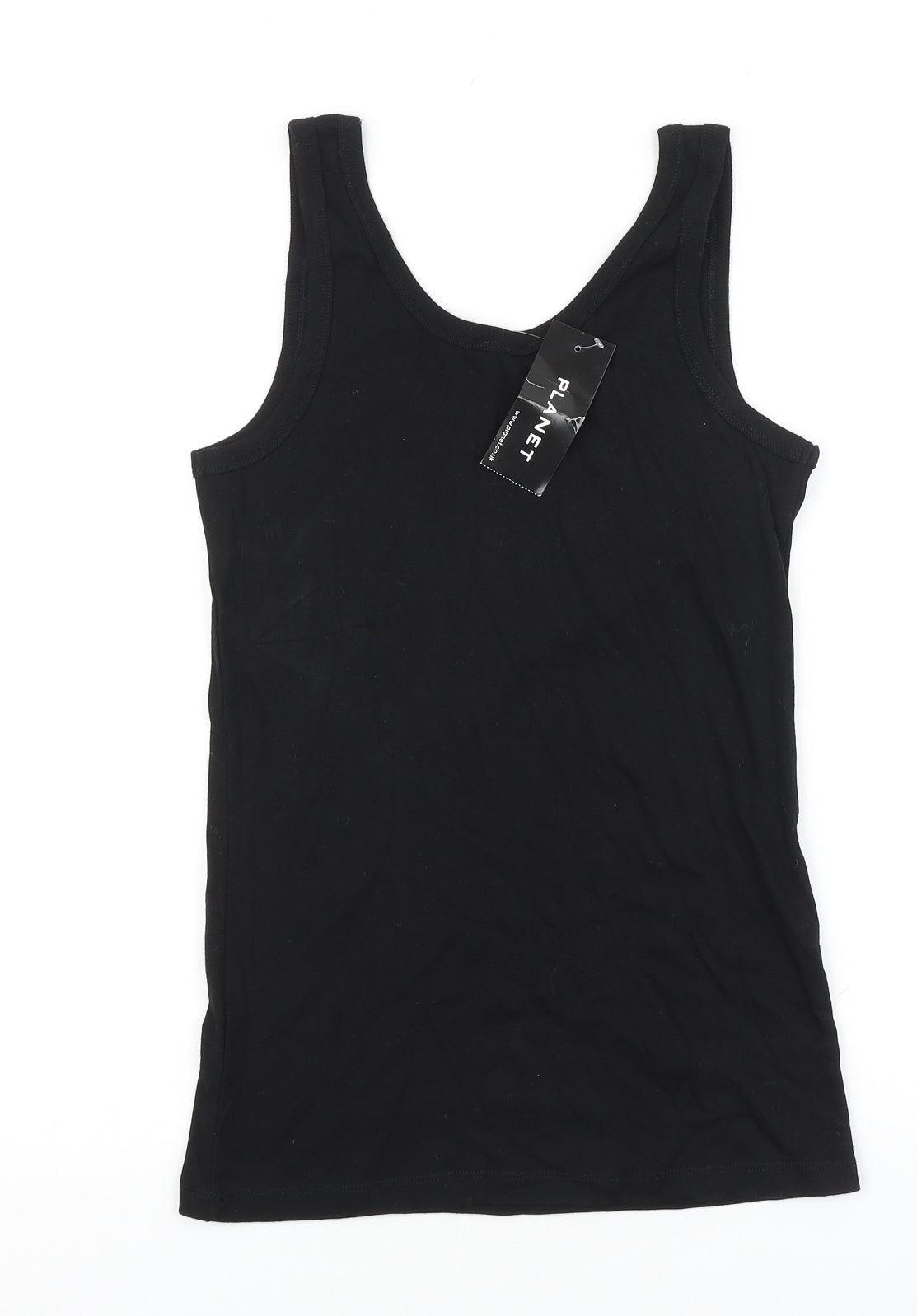 Planet Womens Black 100% Cotton Basic Tank Size S Round Neck