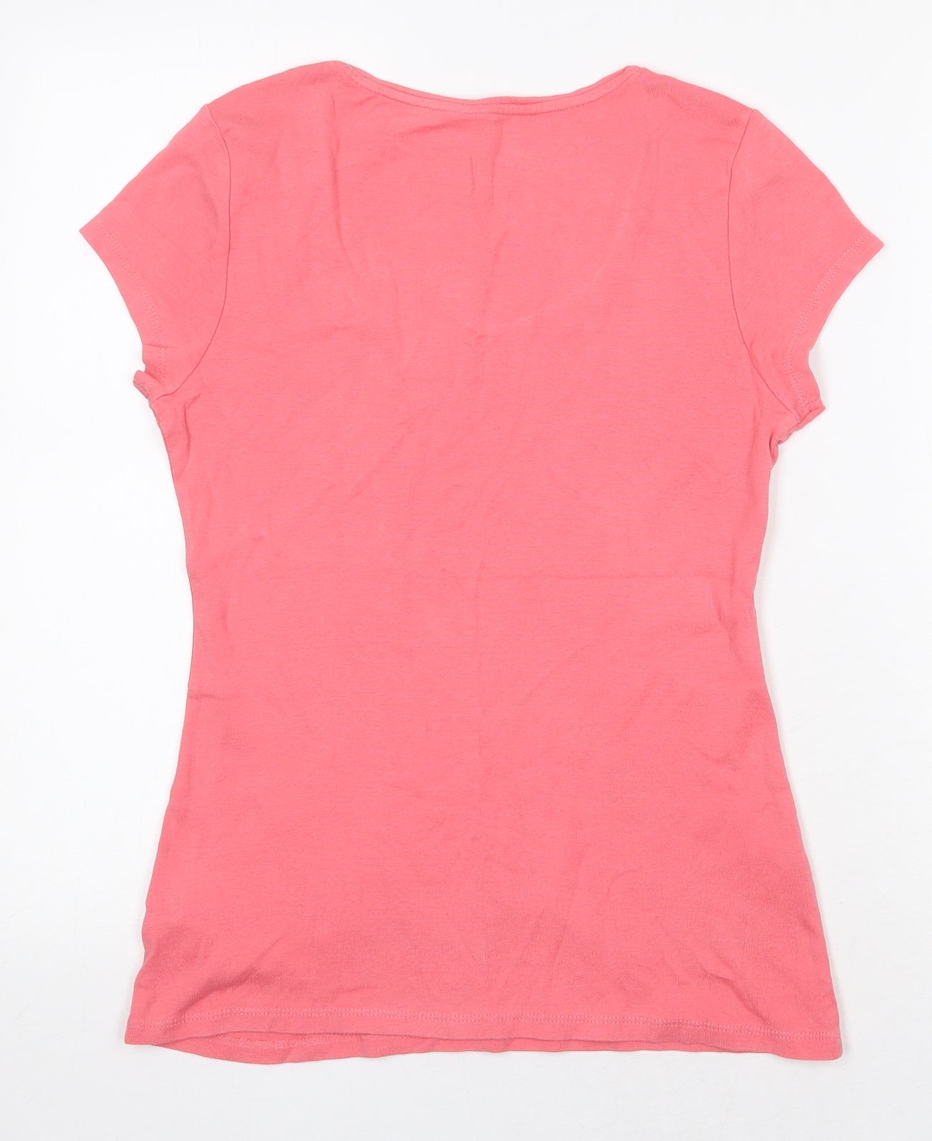 F&F Womens Pink 100% Cotton Basic T-Shirt Size 14 Scoop Neck