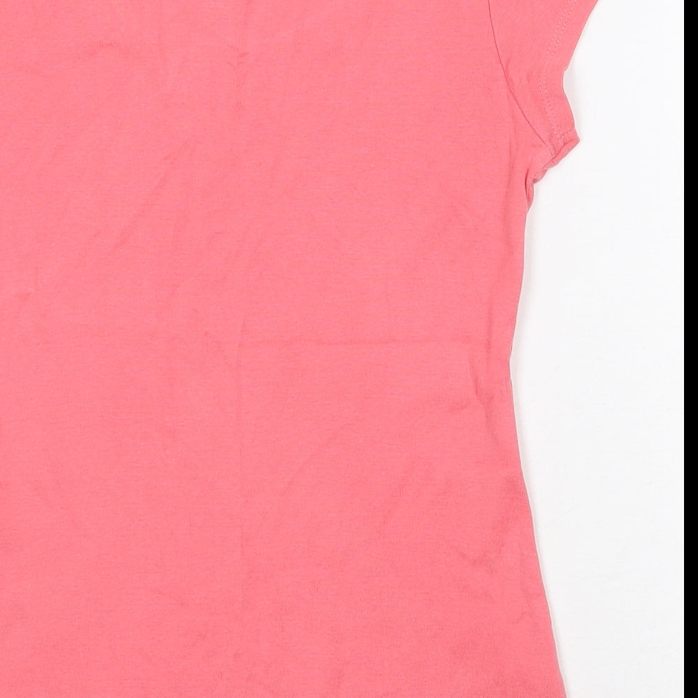 F&F Womens Pink 100% Cotton Basic T-Shirt Size 14 Scoop Neck
