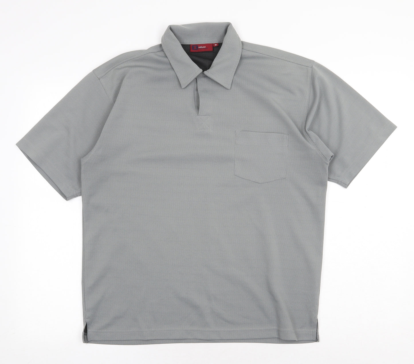 Infuse Athletic Gear Mens Grey Polyester Polo Size M Collared Button