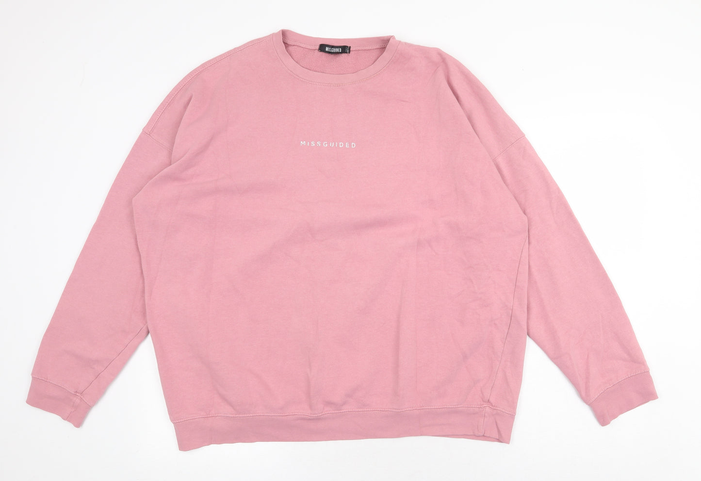 Missguided Womens Pink Cotton Pullover Sweatshirt Size M Pullover
