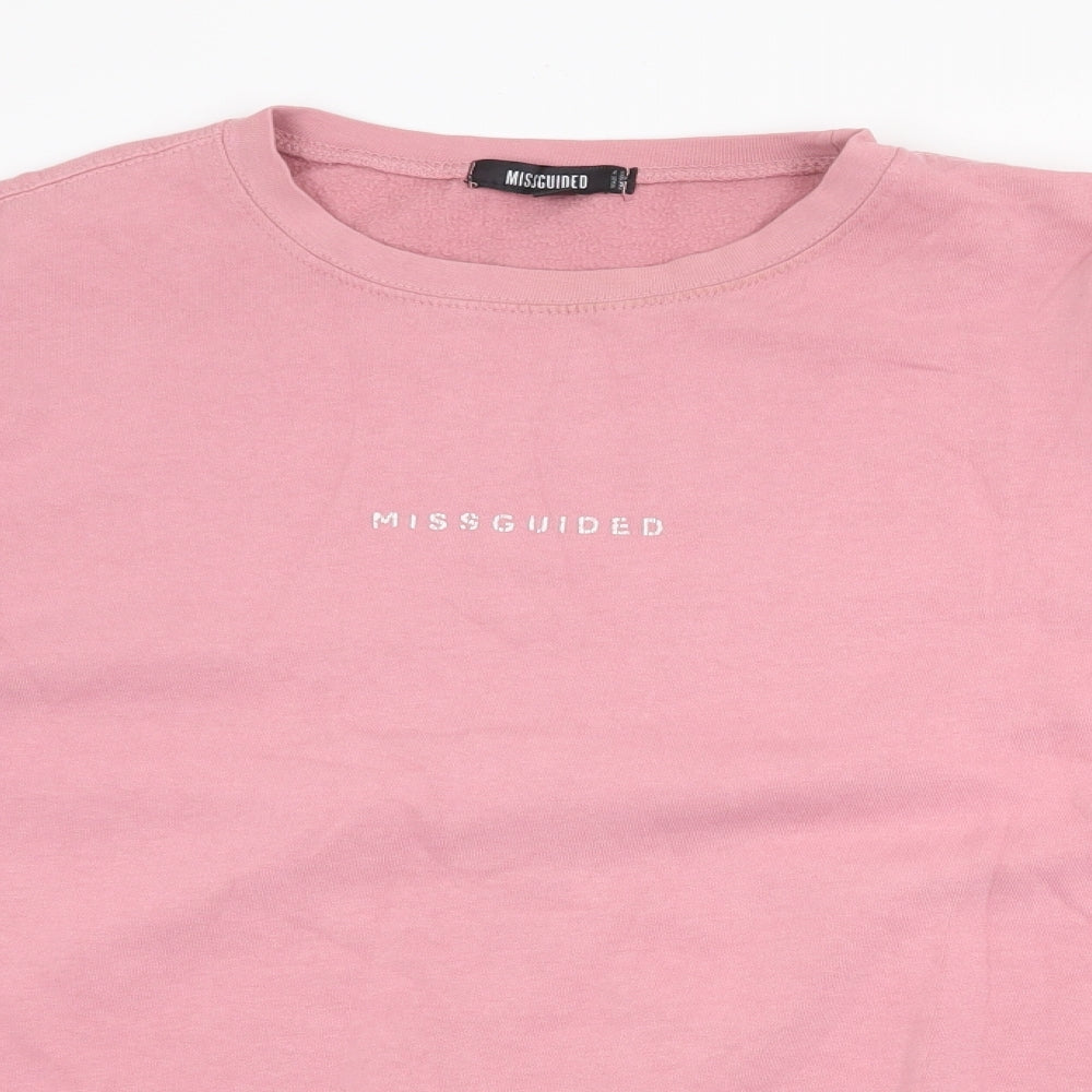 Missguided Womens Pink Cotton Pullover Sweatshirt Size M Pullover