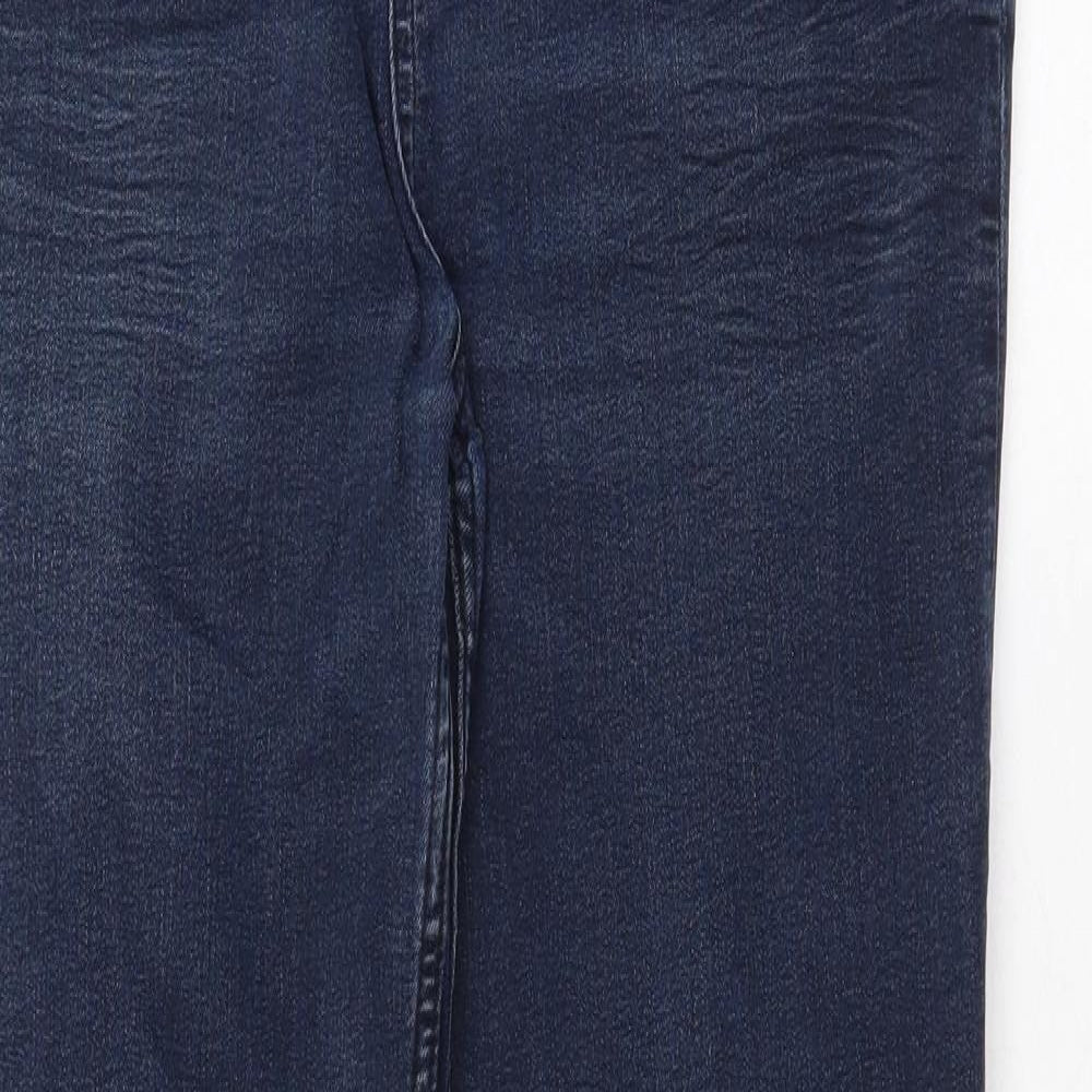 Marks and Spencer Womens Blue Cotton Straight Jeans Size 14 Regular Zip