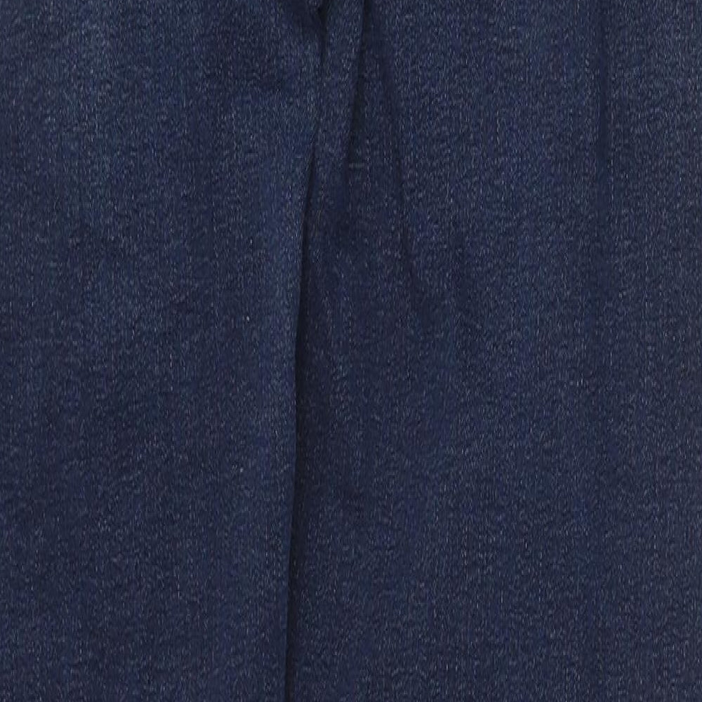 Marks and Spencer Womens Blue Cotton Straight Jeans Size 14 Regular Zip