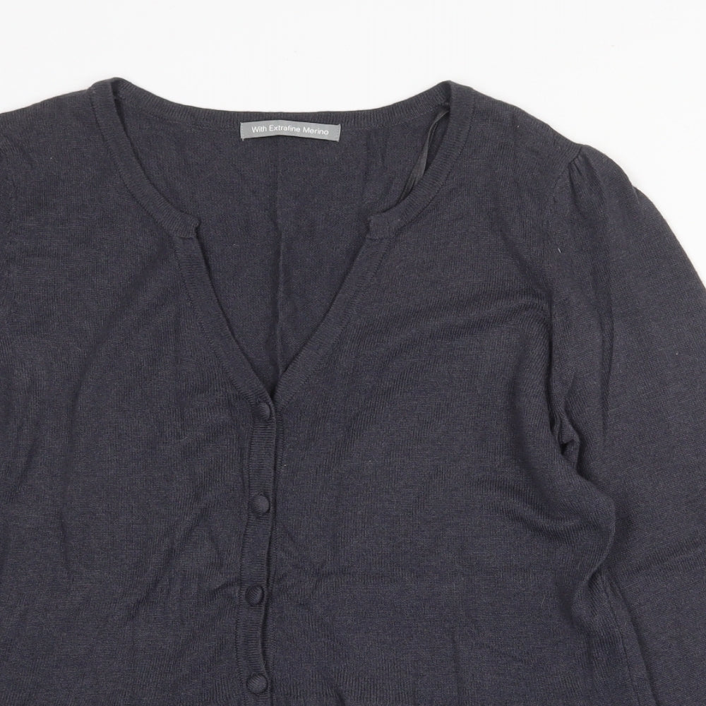 Marks and Spencer Womens Grey V-Neck Viscose Cardigan Jumper Size 14