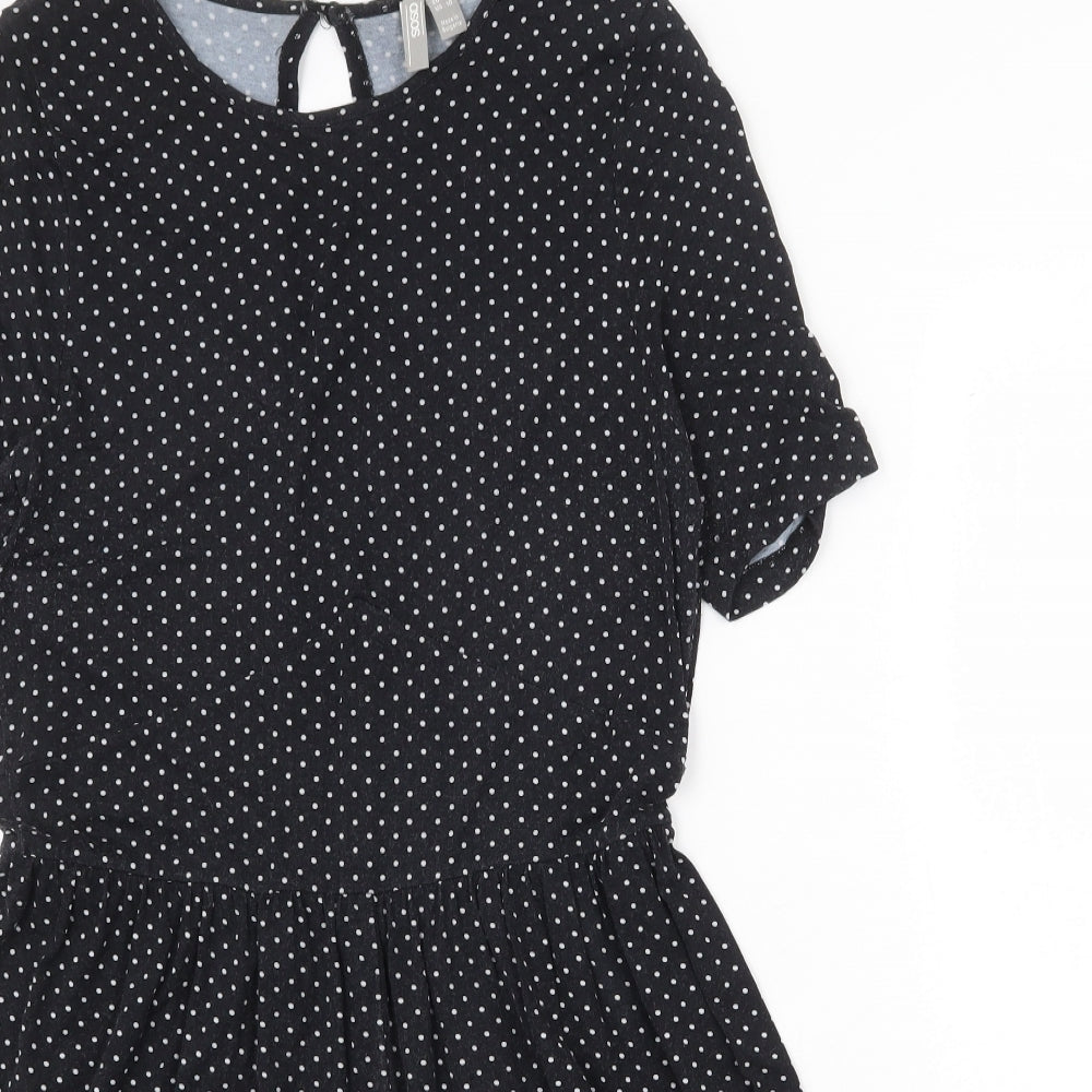 ASOS Womens Black Polka Dot Viscose Playsuit One-Piece Size 14 Button