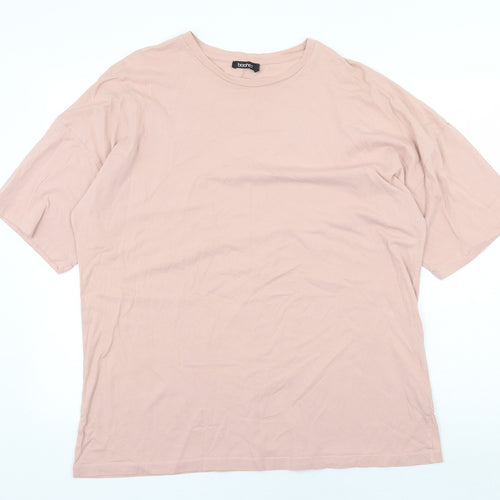 Boohoo Womens Pink 100% Cotton Basic T-Shirt Size M Round Neck
