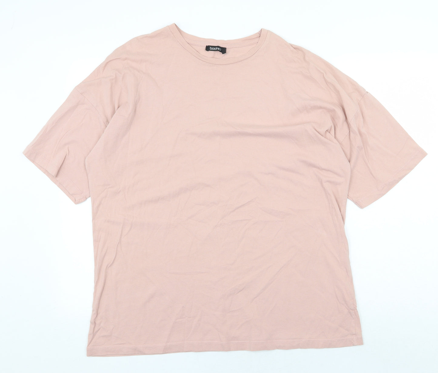 Boohoo Womens Pink 100% Cotton Basic T-Shirt Size M Round Neck