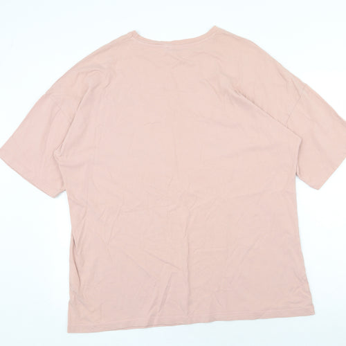 Boohoo Womens Pink 100% Cotton Basic T-Shirt Size M Round Neck