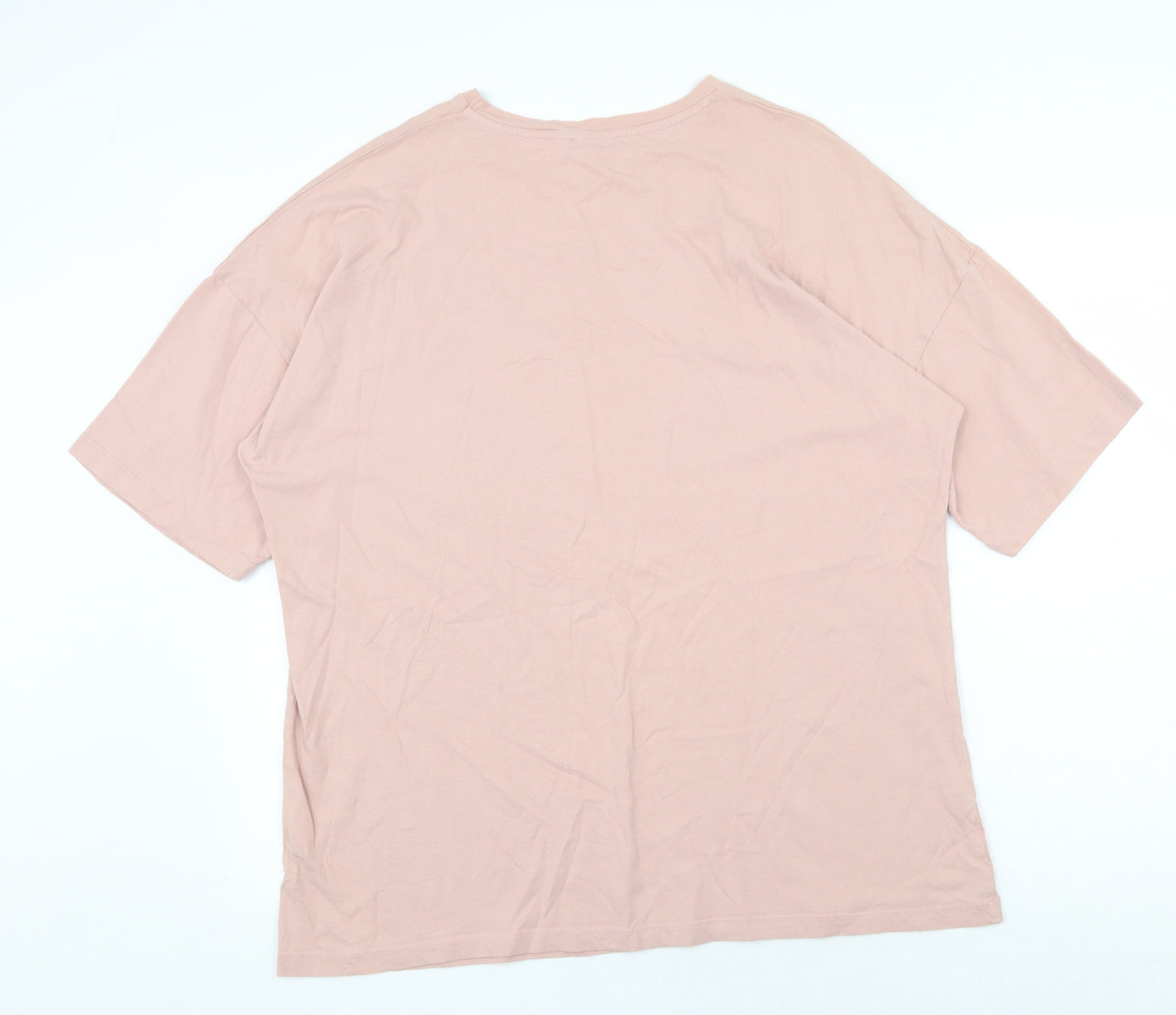 Boohoo Womens Pink 100% Cotton Basic T-Shirt Size M Round Neck