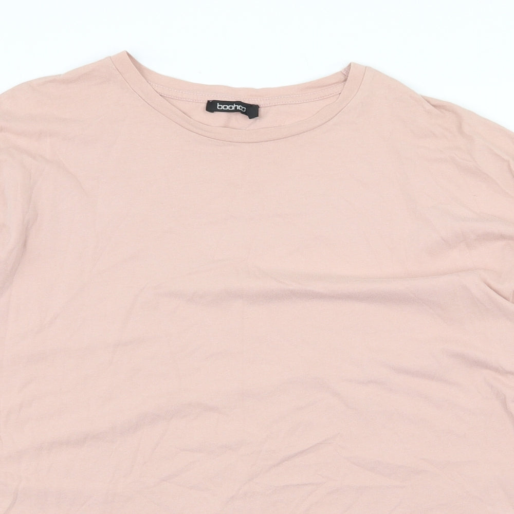 Boohoo Womens Pink 100% Cotton Basic T-Shirt Size M Round Neck
