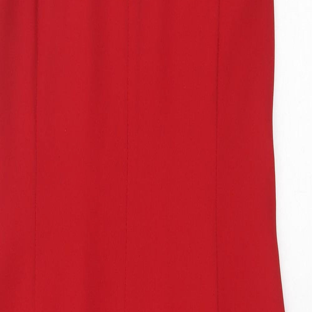 Frank Usher Womens Red Polyester A-Line Size 14 Round Neck Hook & Eye