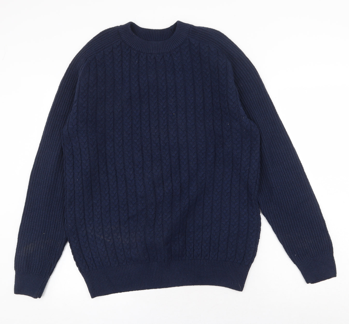 Easy Mens Blue Crew Neck Polyamide Pullover Jumper Size M