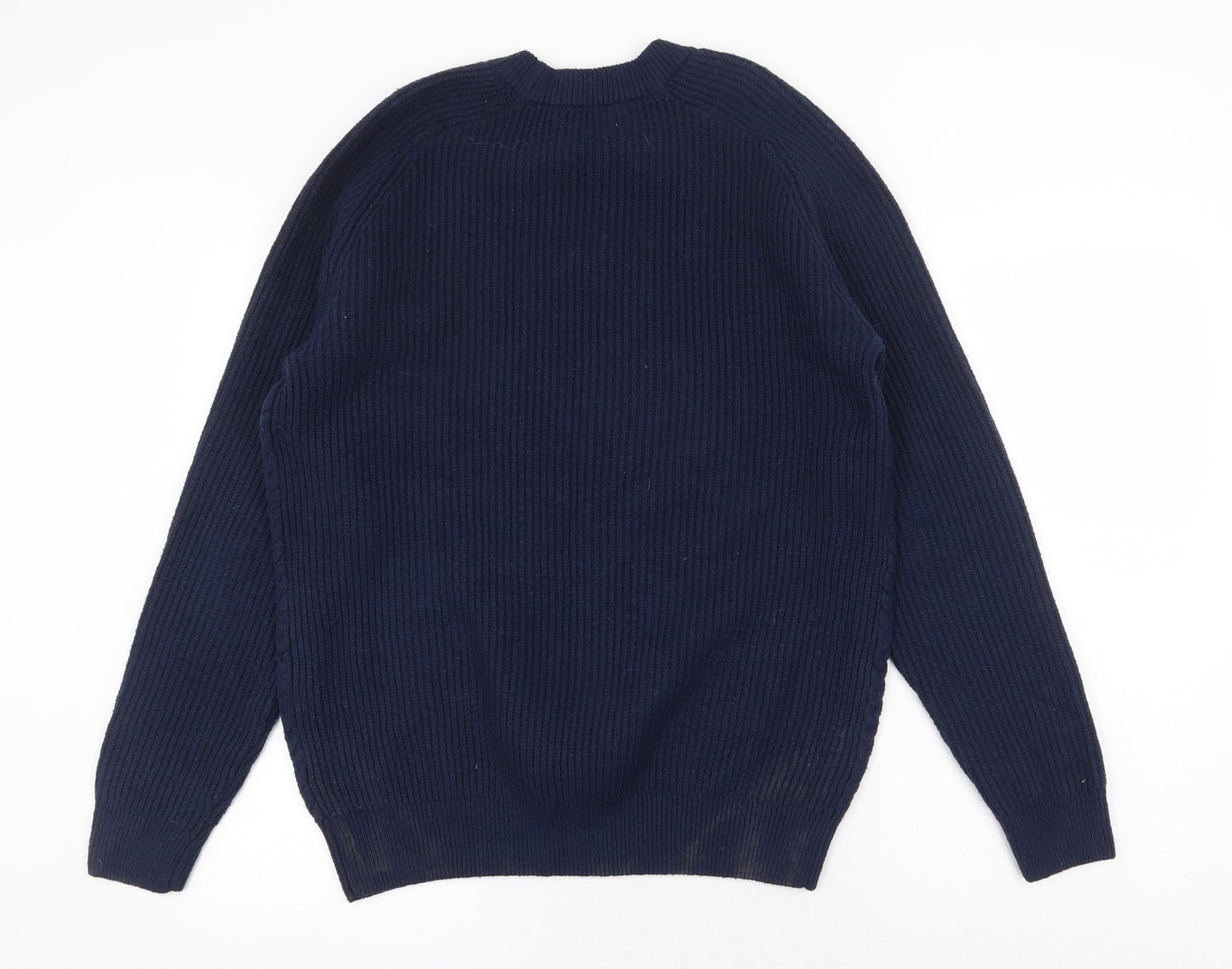 Easy Mens Blue Crew Neck Polyamide Pullover Jumper Size M