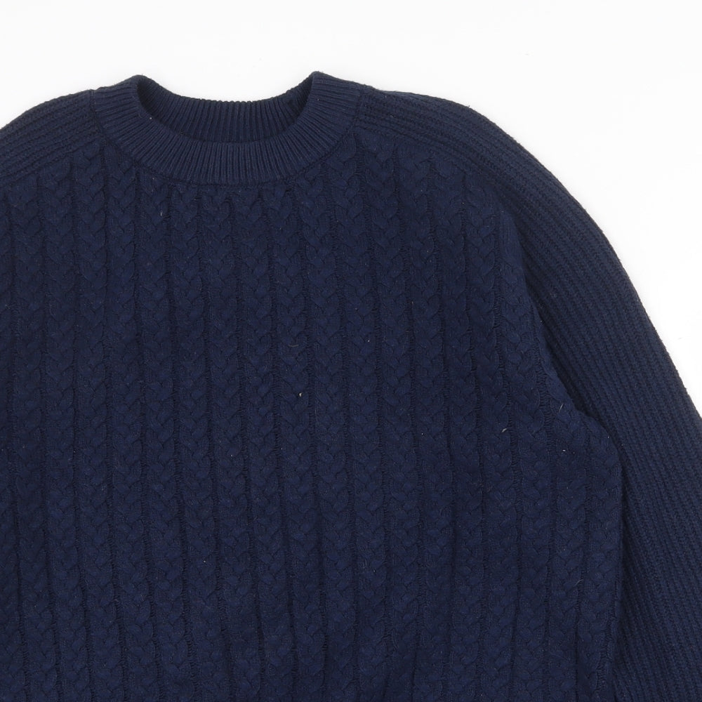 Easy Mens Blue Crew Neck Polyamide Pullover Jumper Size M