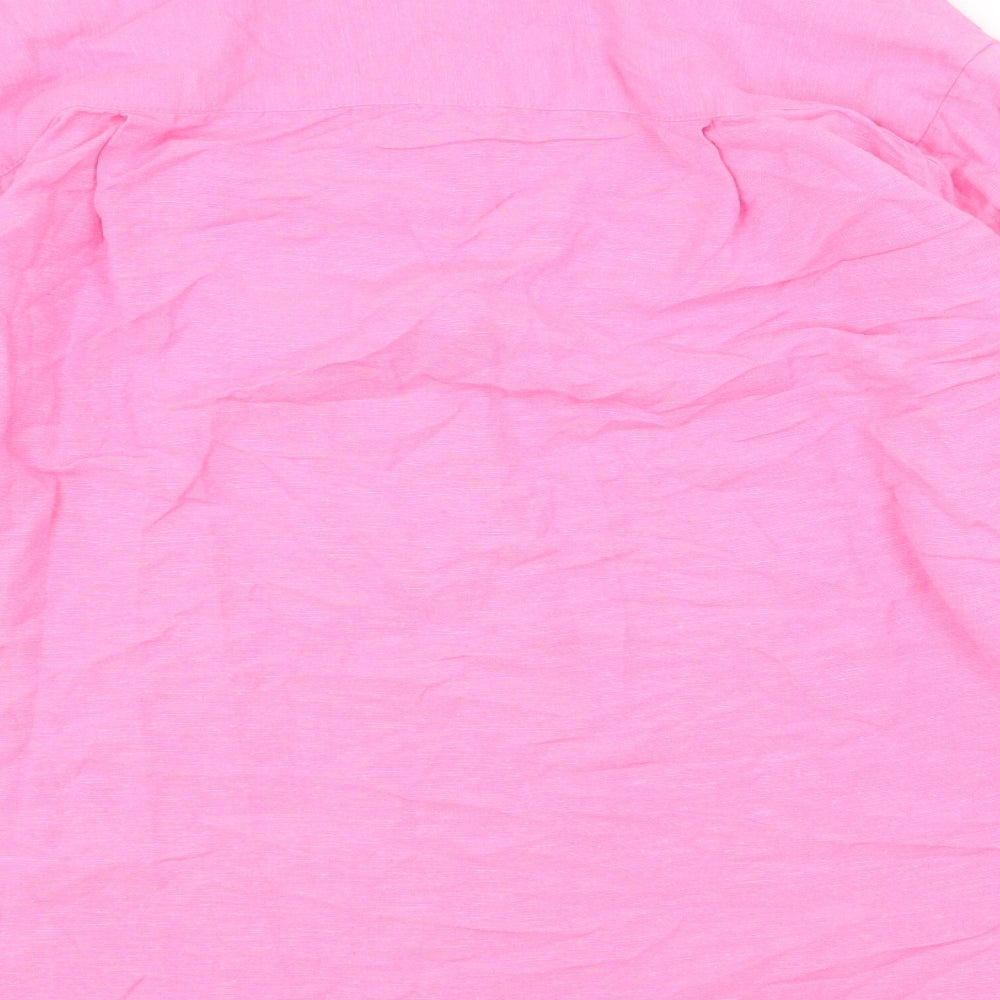 Stradivarius Womens Pink Polyester Basic Button-Up Size S Collared