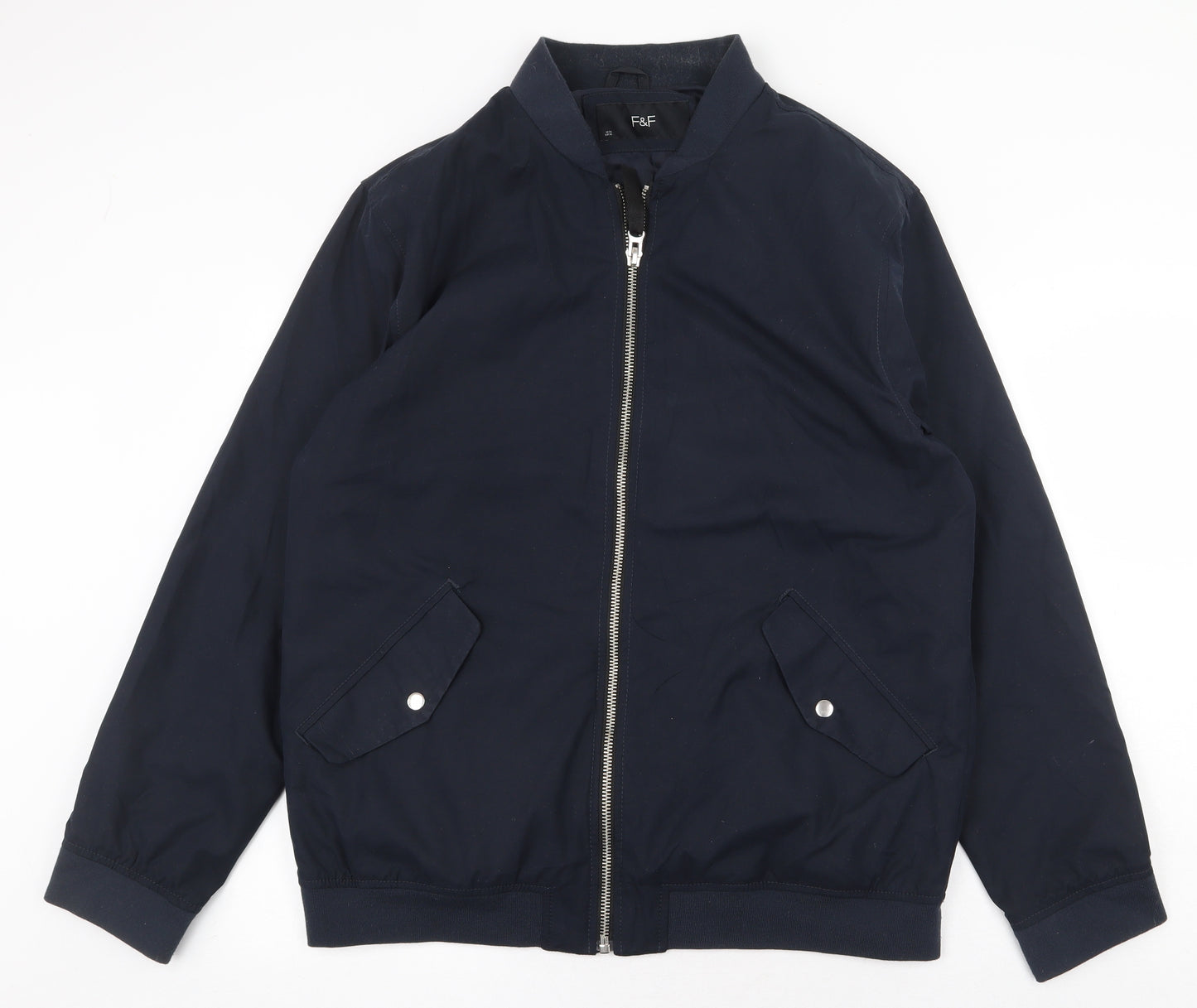 F&F Mens Blue Bomber Jacket Jacket Size XL Zip