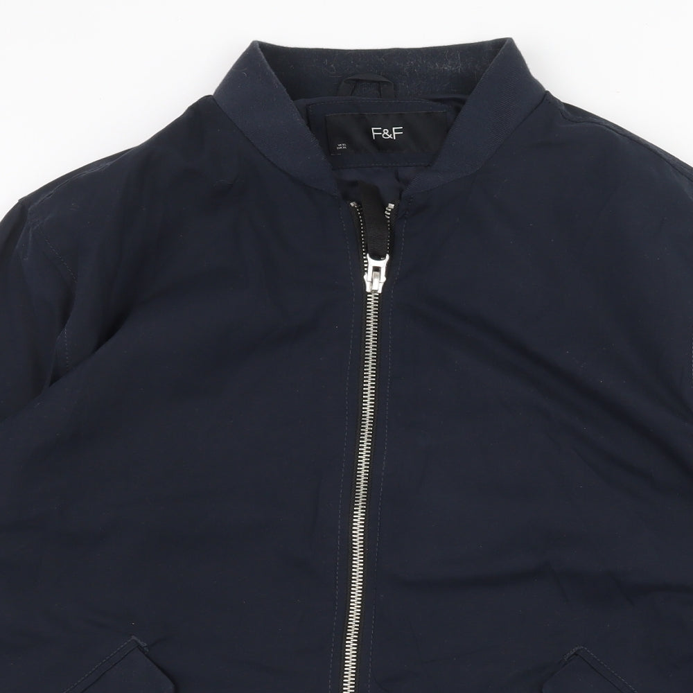 F&F Mens Blue Bomber Jacket Jacket Size XL Zip